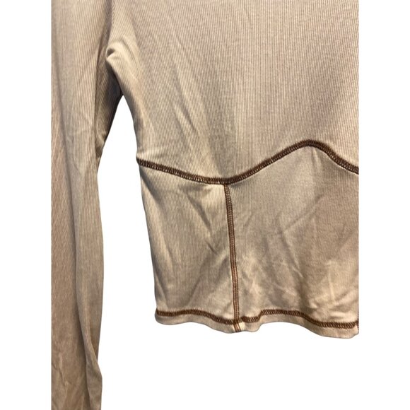 Aritzia Sunday Best Ribbed Corset Stitch Crop Top Beige Size S Neutral Retro - Picture 8 of 12